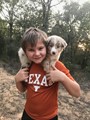 Aiden and young Briar on a walk through the woods